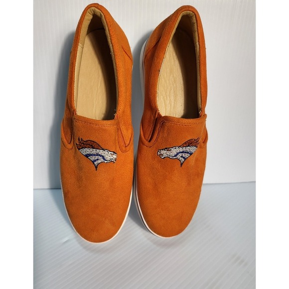 Denver Broncos Slip On Shoes Orange Team Logo Casual Sneakers - Picture 6 of 8